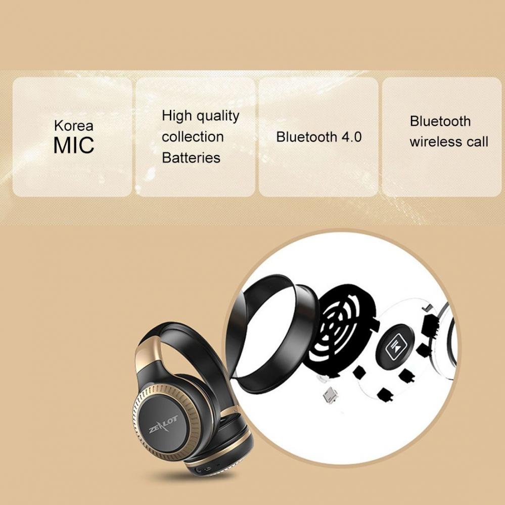ZEALOT Bluetooth Hörlurar med mikrofon och 3.5mm ljudkabel