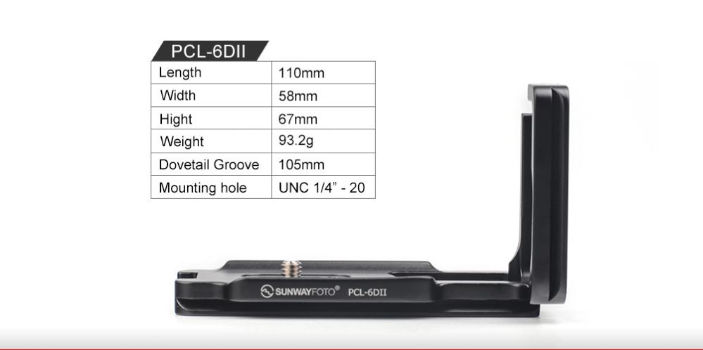 Sunwayfoto L-Bracket för Canon EOS 6D Mark II