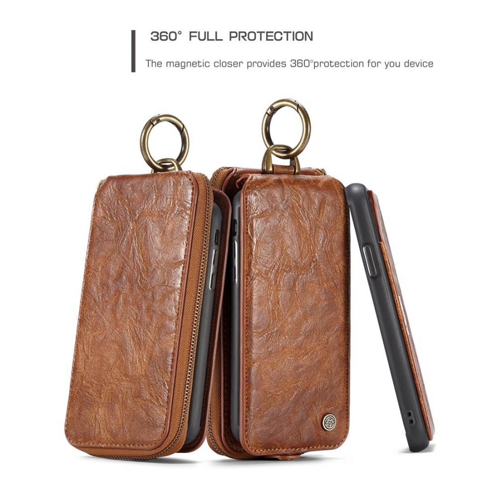 Plånboksfodral, plånbok & magnetskal för iPhone X (3i1) Brun - CaseMe