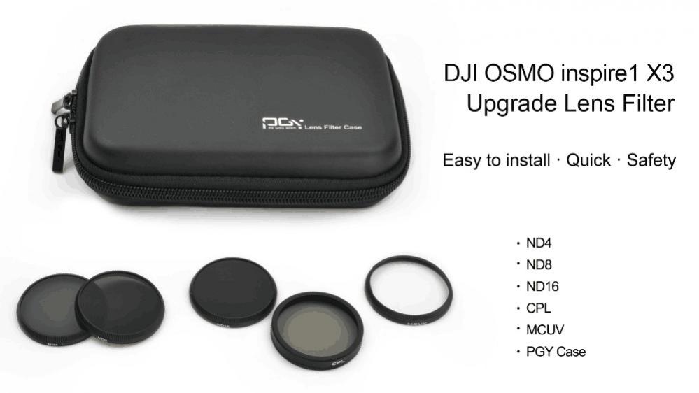 PGYTECH Filter-Kit (5 i 1) ND4, ND8, ND16, CPL, UV för DJI Inspire 1 / Osmo X3