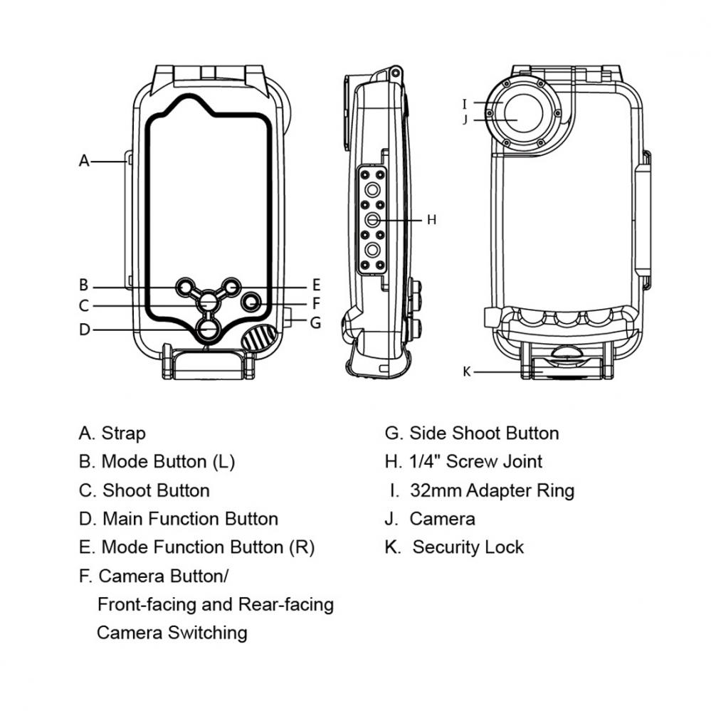  Puluz fr iPhone 8 & 7 - 40m Vattentt fodral med kamerafunktion