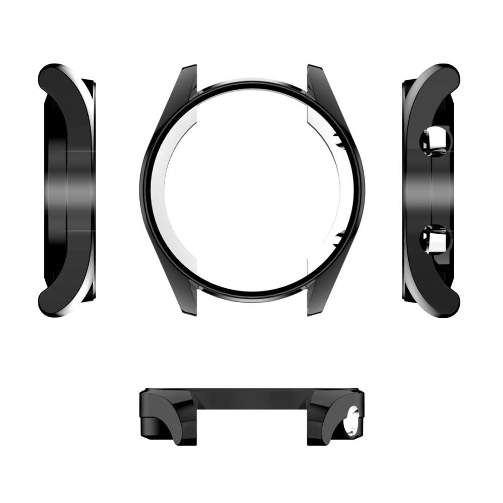 Displayskydd med ram för Huawei Watch GT Elegant 42mm av härdat glas Svart
