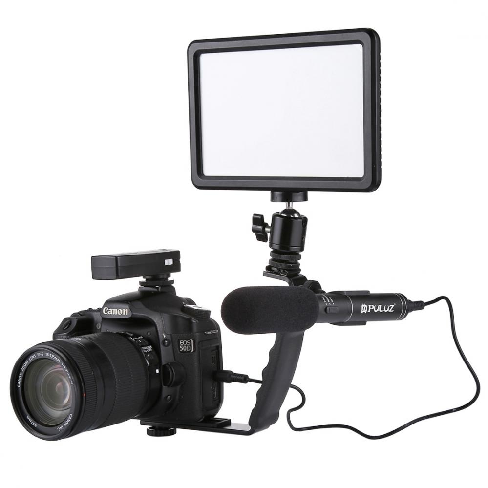 Puluz L-format Handgrepp med tillbehörsfästen för videolampa & DSLR