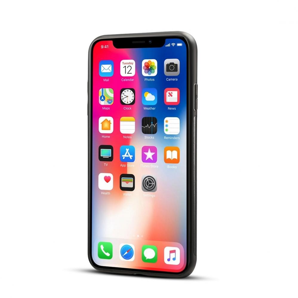  Dibase fr iPhone XS Max- Skal med kortplats PU-lder Svart