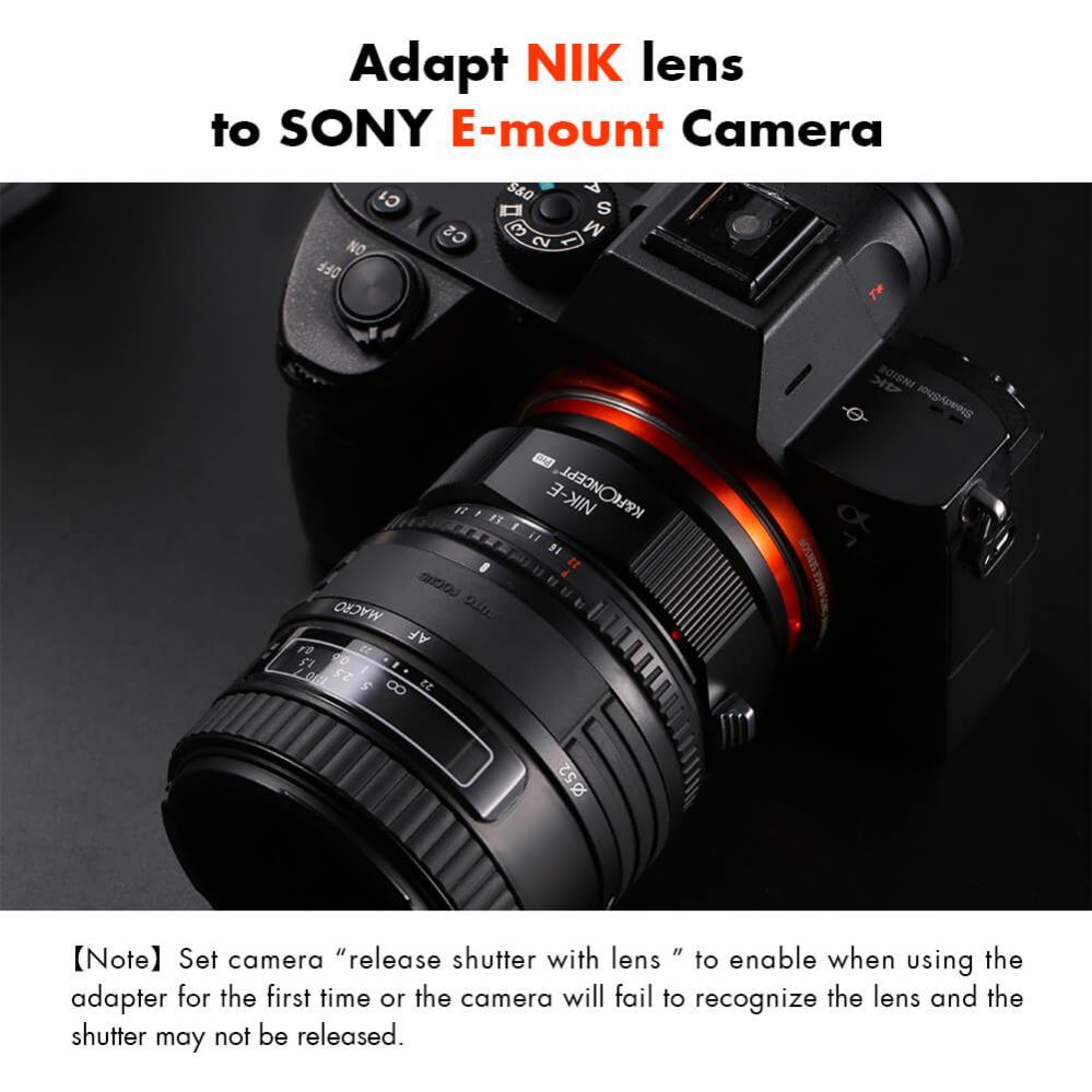 K&F Objektivadapter Pro till Nikon F objektiv för Sony E kamerahus
