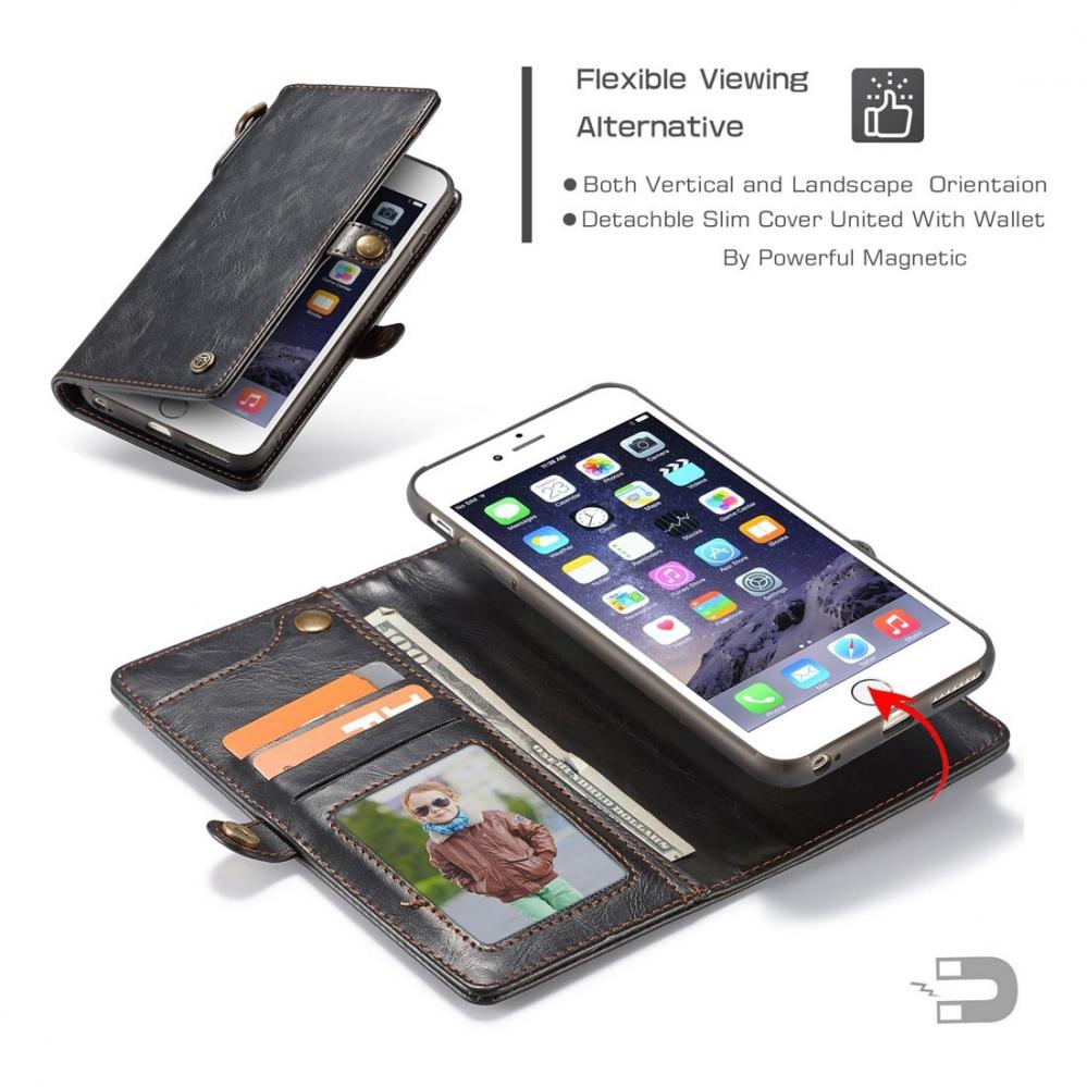 Plånboksfodral med magnetskal för iPhone 6/6S Svart - CaseMe