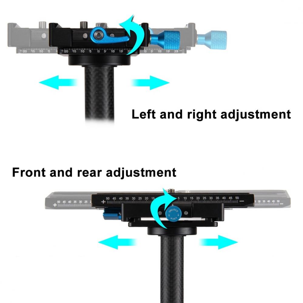 Puluz Handhållen kolfiber stabilisator för DSLR/DV-kameror (38.5-61cm)