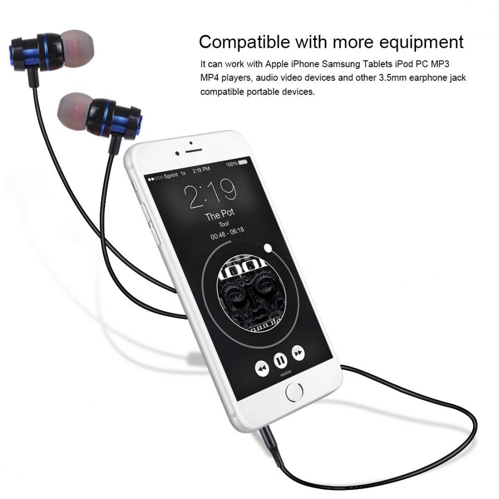 HAWEEL 3,5 mm In-ear hörlurar med mikrofon & 3.5mm ljudkabel