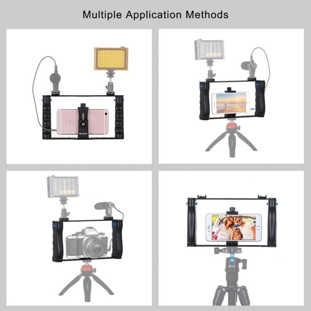  Puluz Videobur/Rig med 2st handtag fr mobil