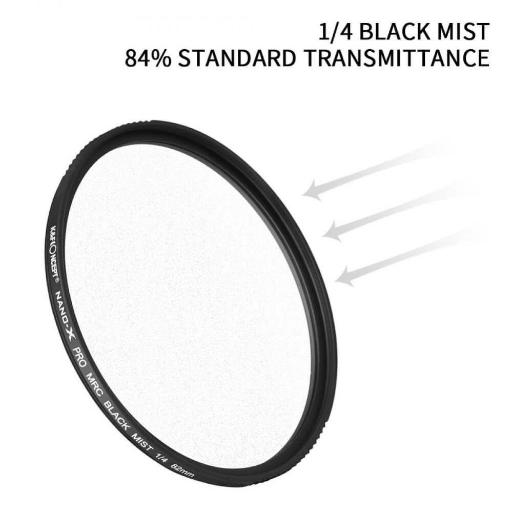 K&F Concept Black Mist 1 Filter 49mm Black-Mist 1 Filter Black Diffusion Black Soft Effektfilter 