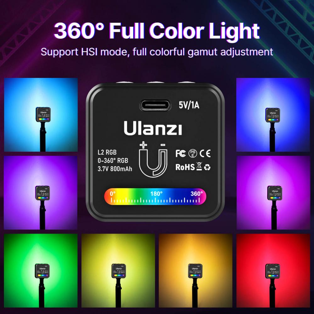 Ulanzi L2 RGB Led-belysning för filminspelning fotografering