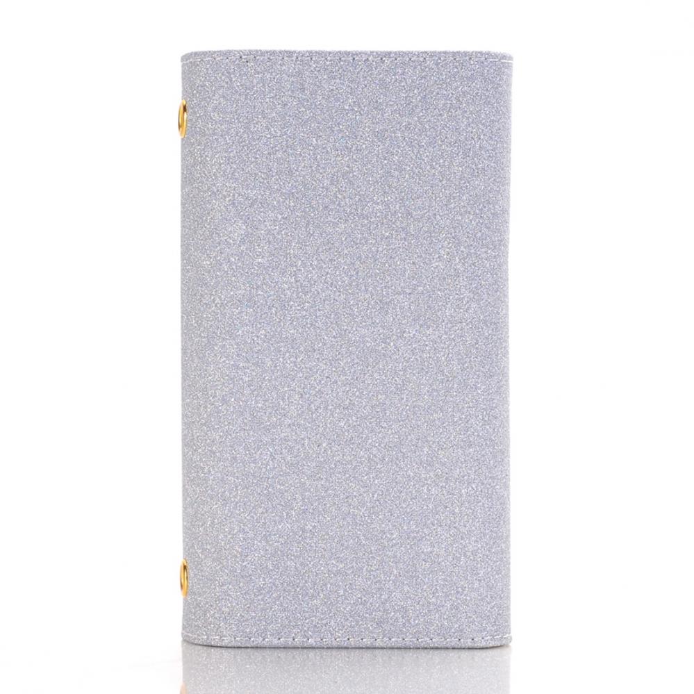  Glittrigt plnboksfodral fr iPhone X/XS Vit/Silver - Med axelkedja