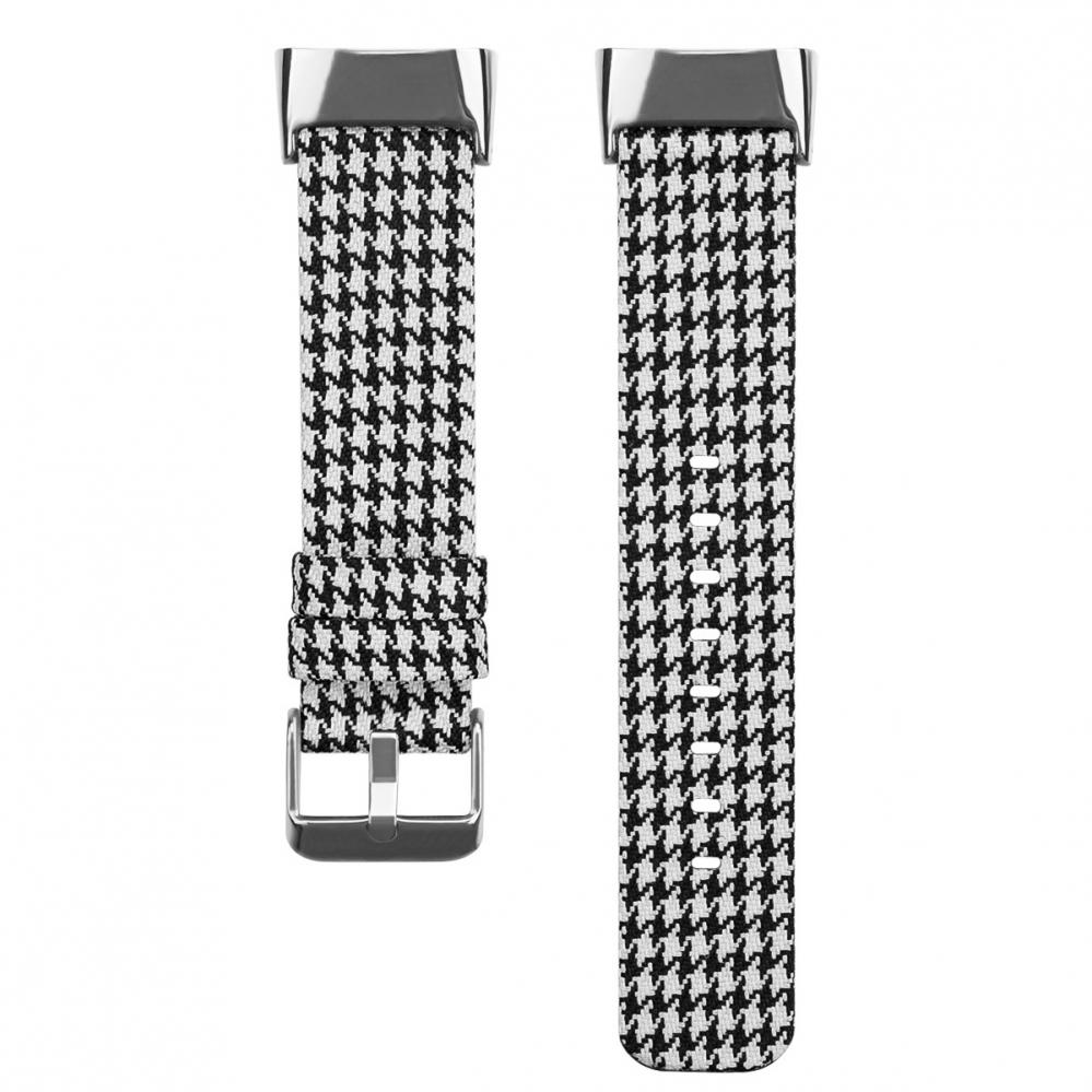  Armband fr Fitbit Charge 5 Nylon Svart & Vit 120-160mm