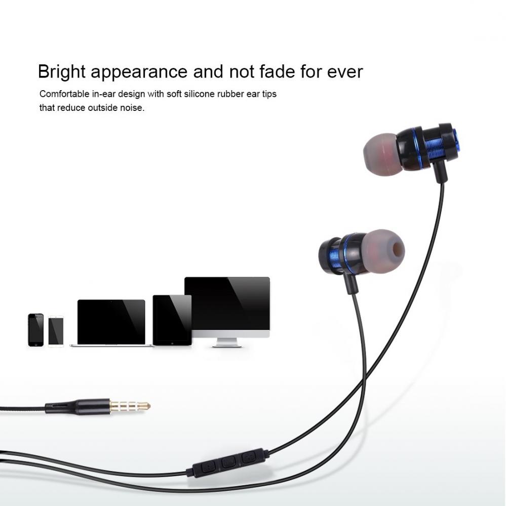 HAWEEL 3,5 mm In-ear hörlurar med mikrofon & 3.5mm ljudkabel
