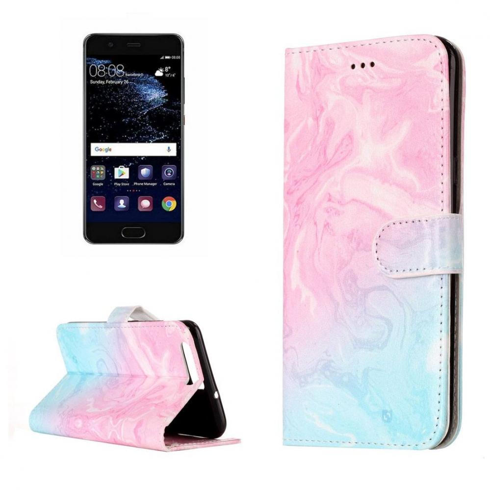  Plånboksfodral för Huawei P10 - Marmormönster rosa & blå