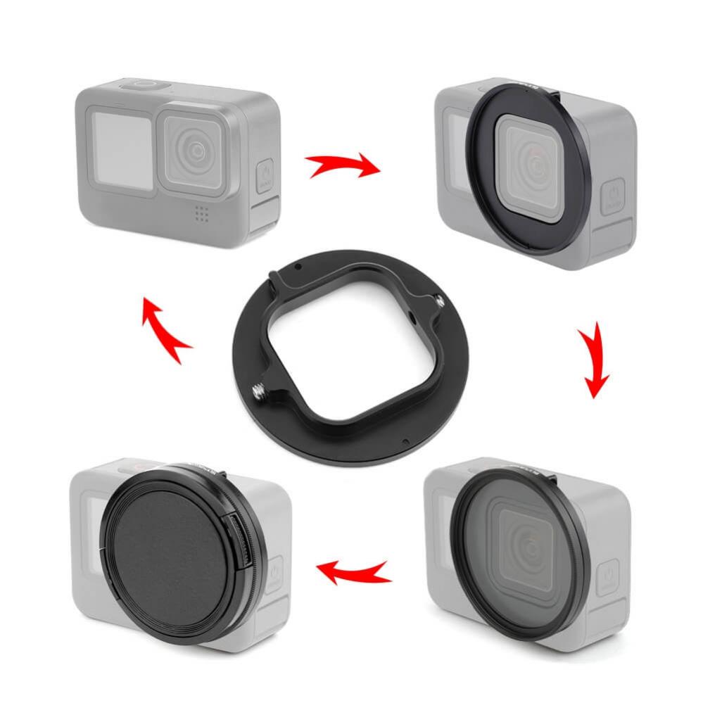  Puluz 52mm Linsfilteradapterring fr GoPro Hero10 Svart/ Hero9 Svart