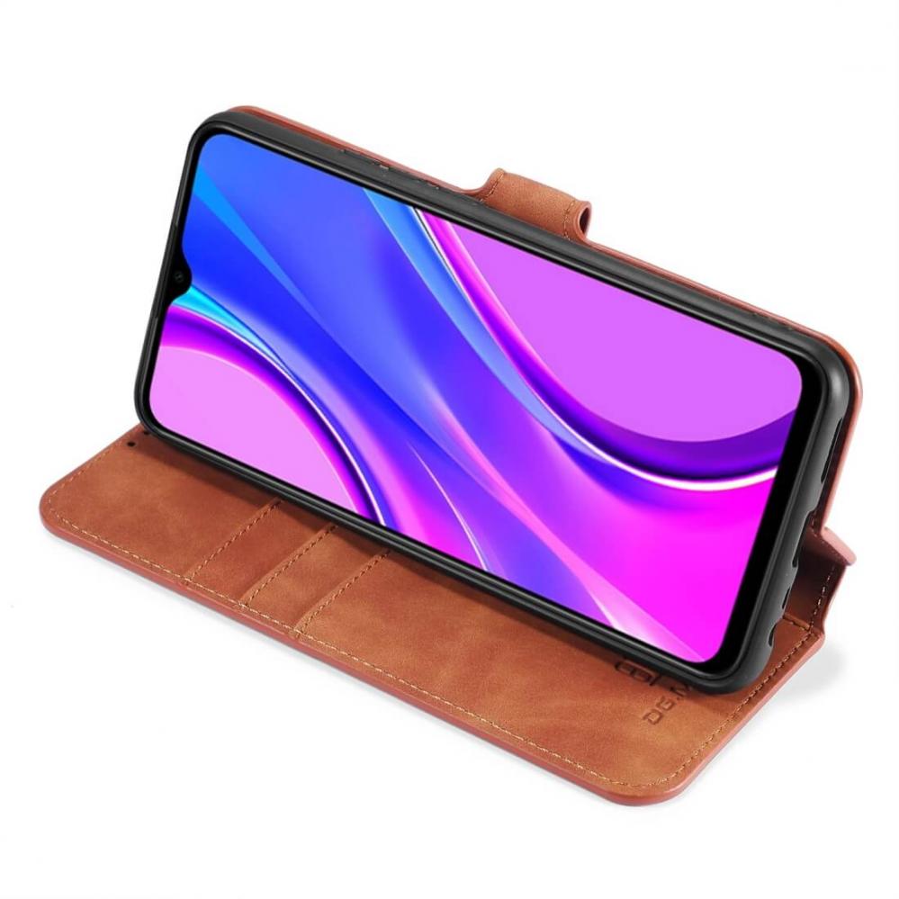 DG.MING Plånboksfodral för Xiaomi Redmi 9 Brun