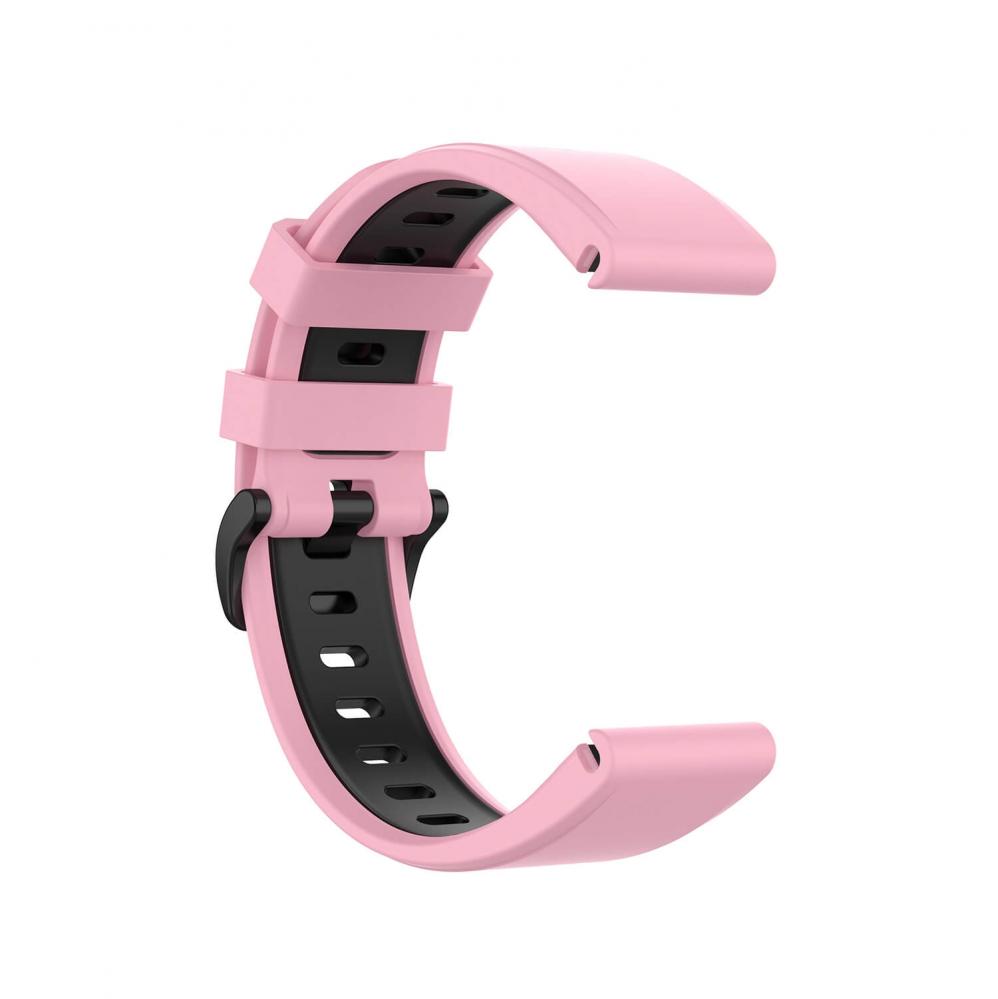  Silikonarmband 22mm Rosa & Svart fr Garmin Fenix 5/5 Pro/6/6 Pro/7/Epix