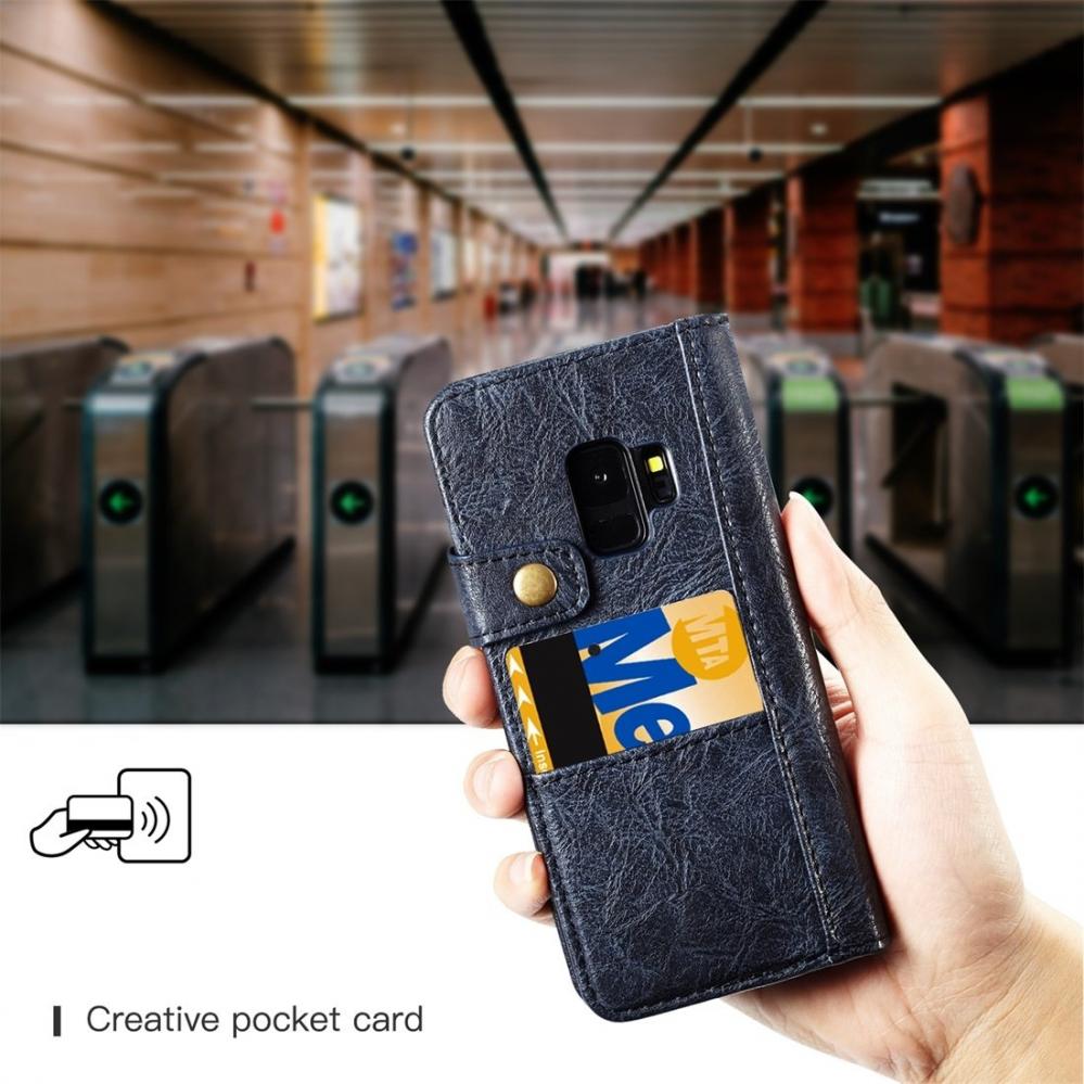  Plånboksfodral med yttre fack för Galaxy S9 Blå - CaseMe