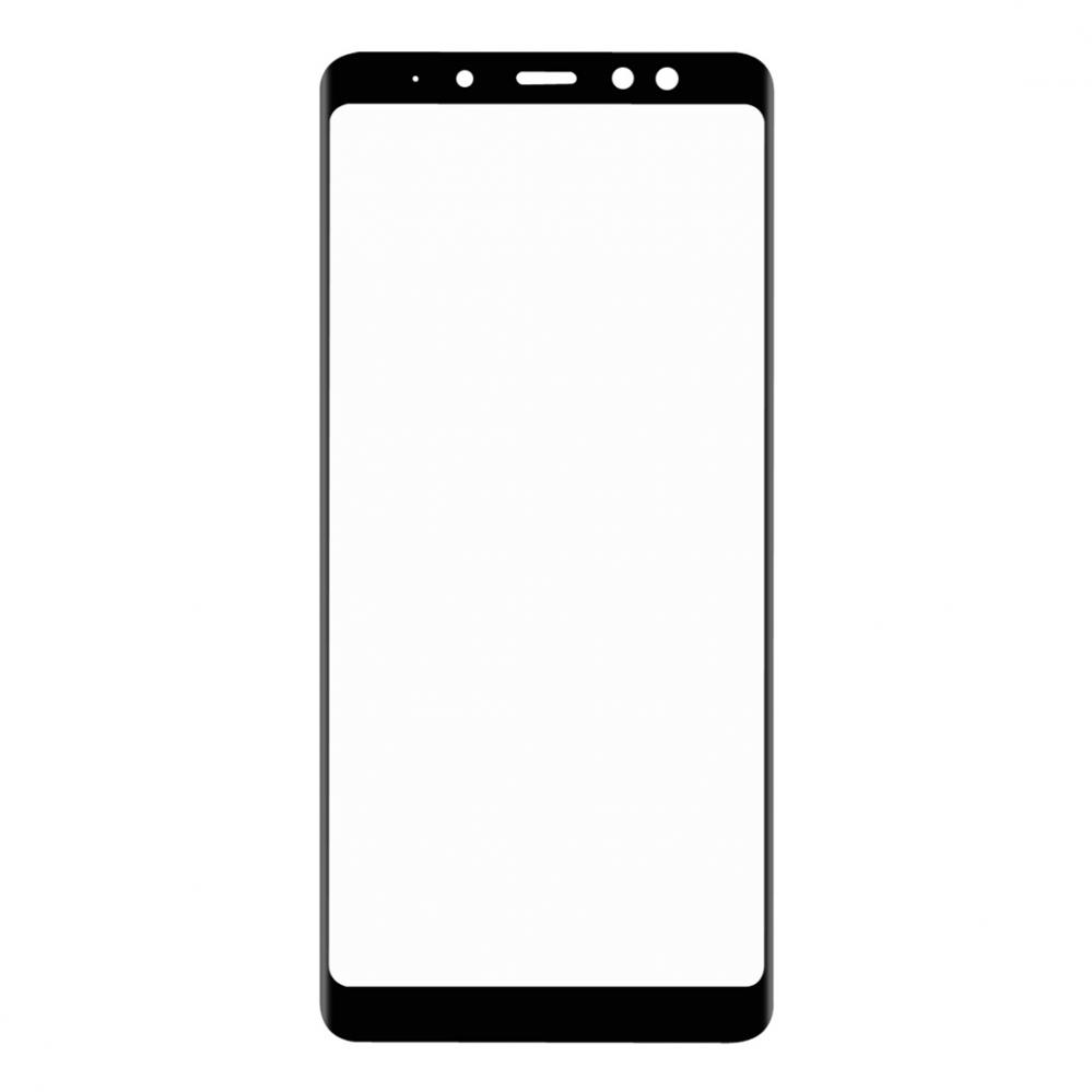 Displayskydd med svart ram för Samsung Galaxy A8 Plus av härdat glas