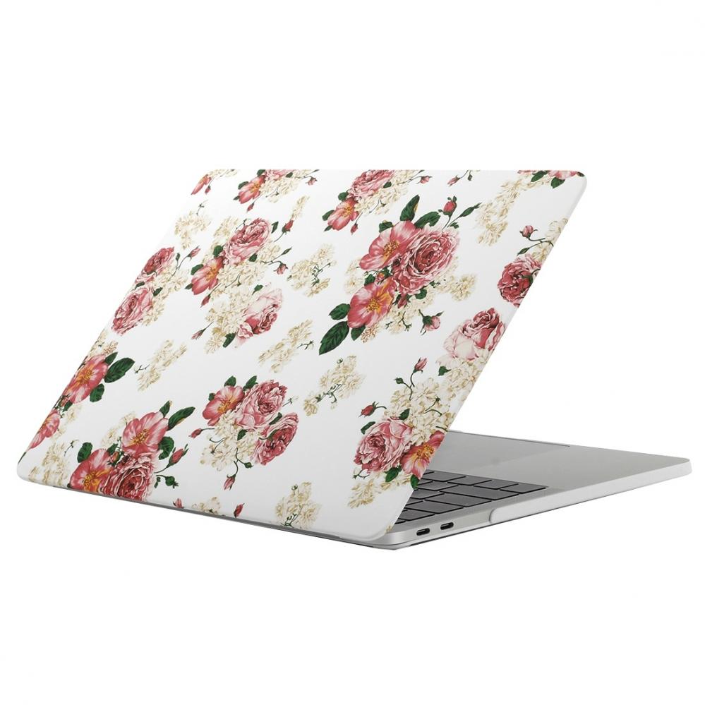  Skal fr New Macbook Pro 13.3-tum - Vit med rosa blommor (A1706 & A1708)