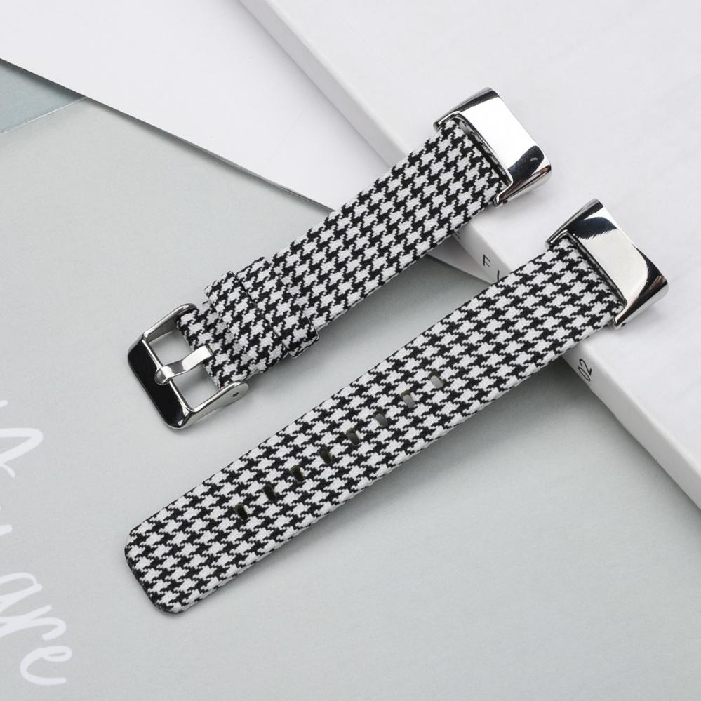  Armband fr Fitbit Charge 5 Nylon Svart & Vit 120-160mm