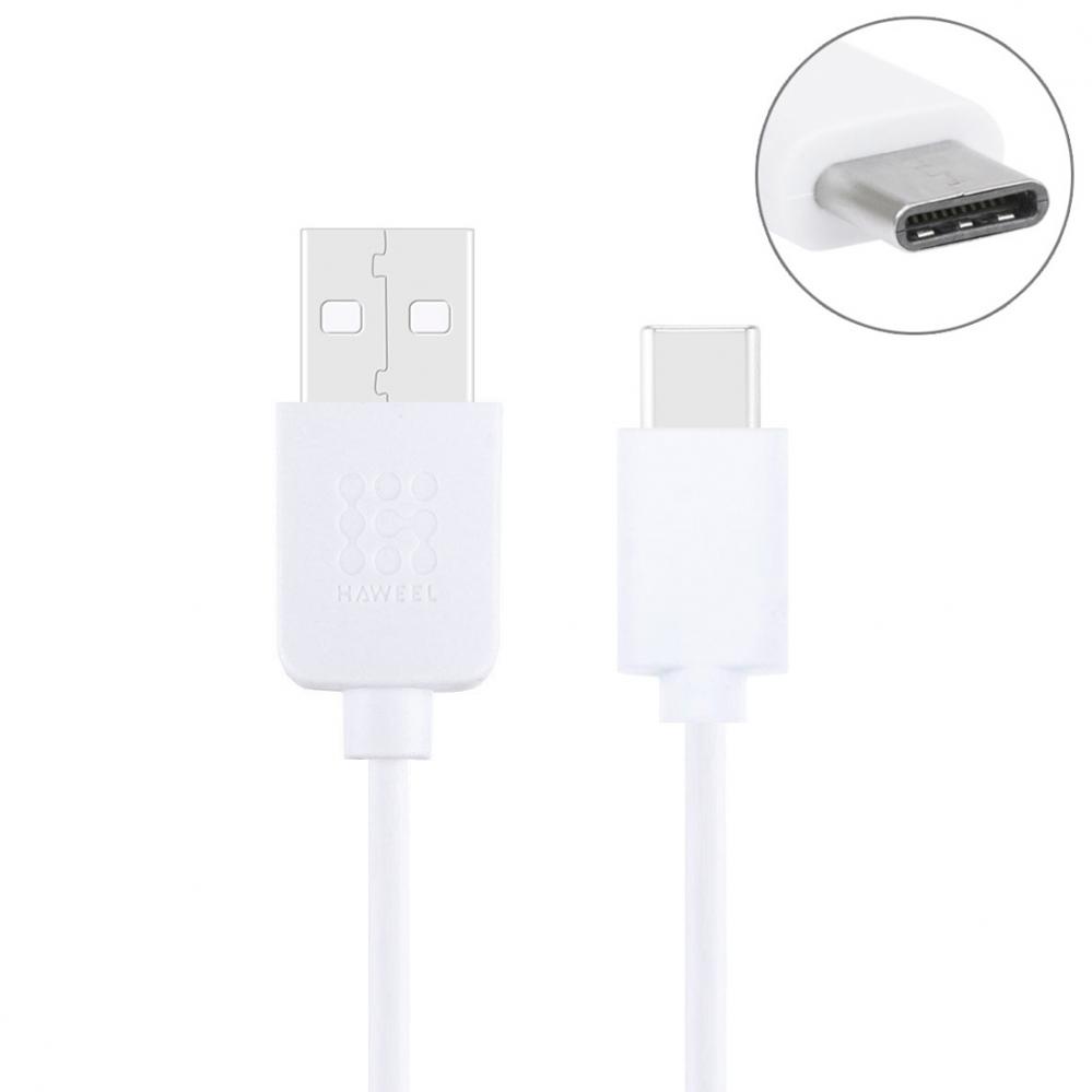  USB-kabel till USB Type: C Vit - Haweel