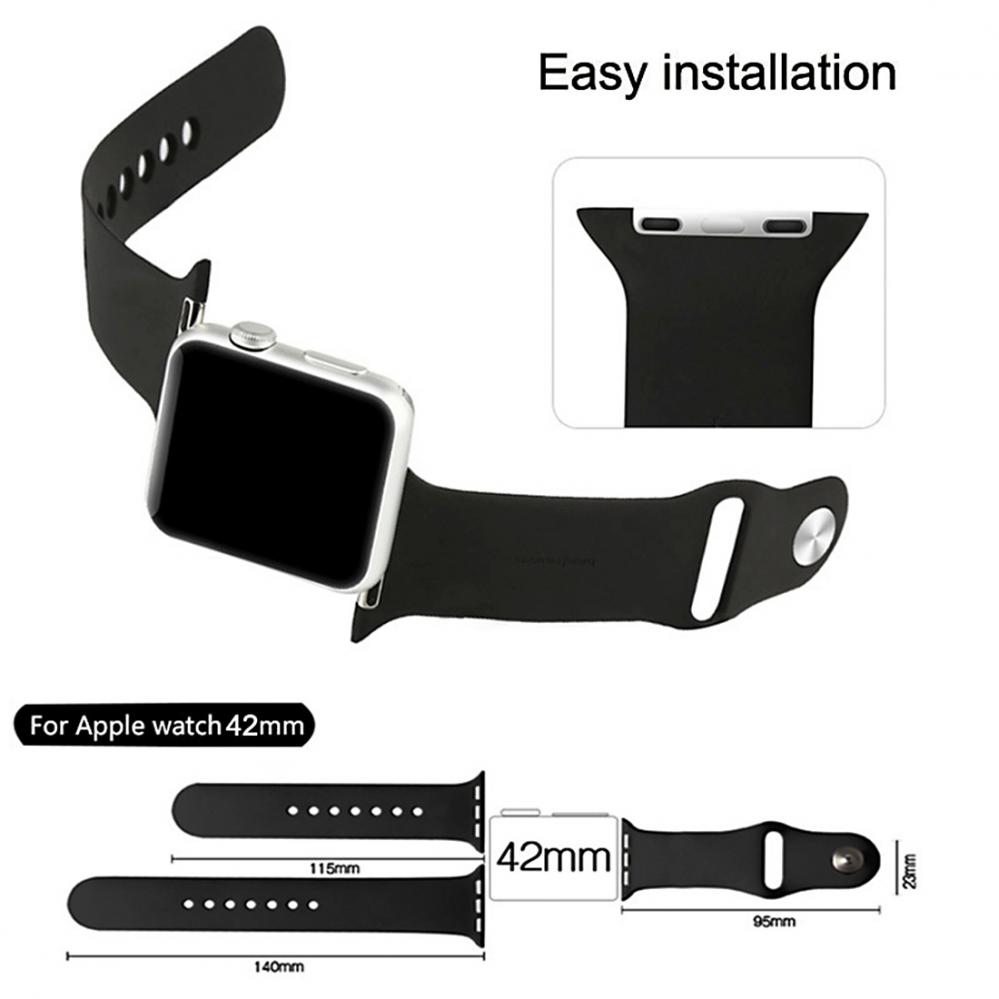  Silikonarmband Svart fr Apple Watch 42/44/45mm med stiftspnne