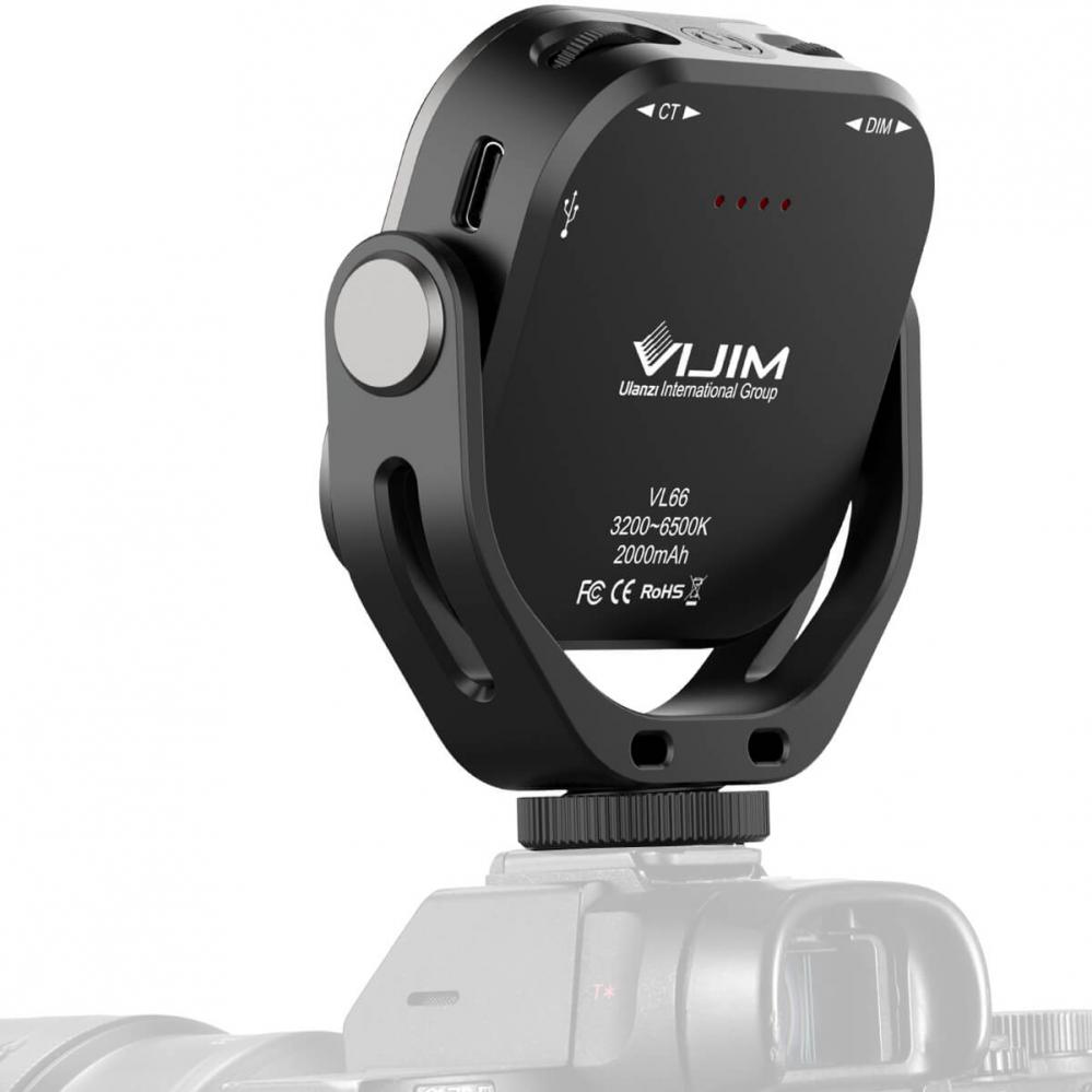 VIJIM Roterbar videolampa för kamera med inbyggt batteri