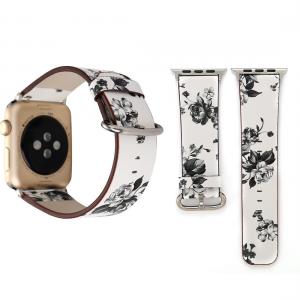 Armband för Apple Watch 42/44/45mm Vit & Grå konstläder blommig
