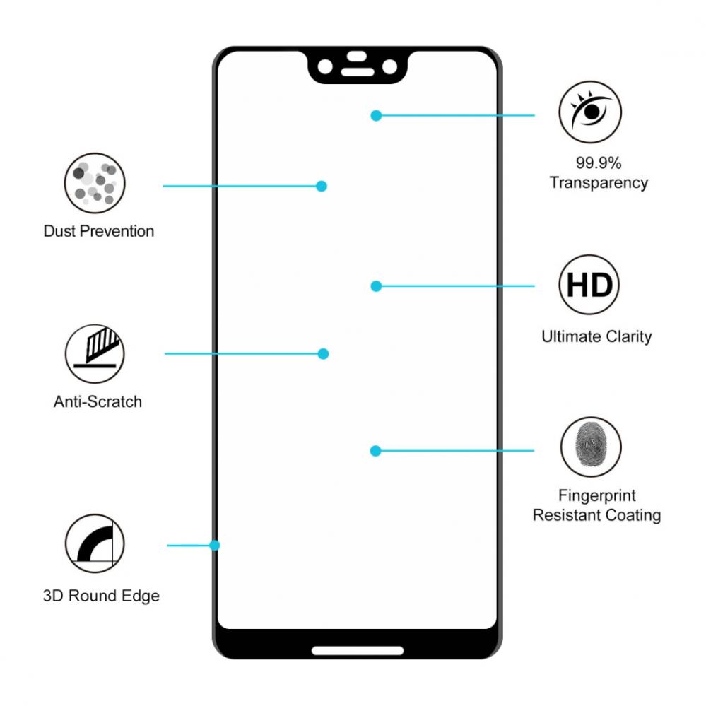 Skärmskydd med Svart ram för Google Pixel 3 XL av härdat glas