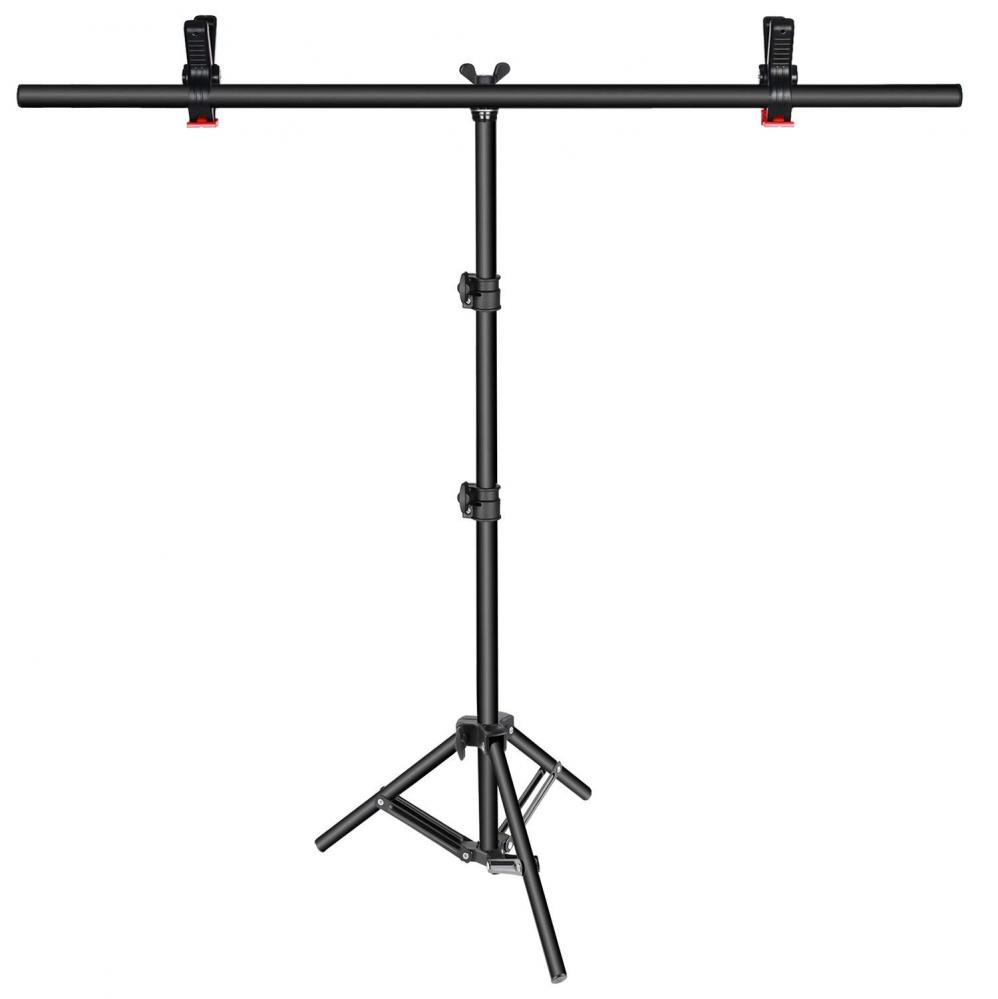 Bakgrundsstativ i T-form för bakgrunder 200x80cm med 2x klämmor