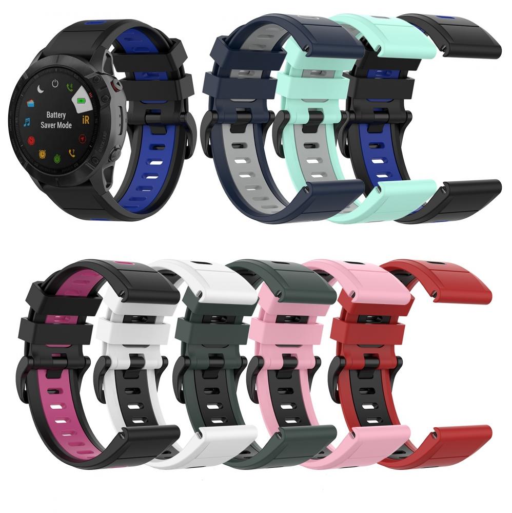  Tvfrgat silikonarmband Bl & Gr fr Garmin Fenix 5/5Pro/6/6Pro/7