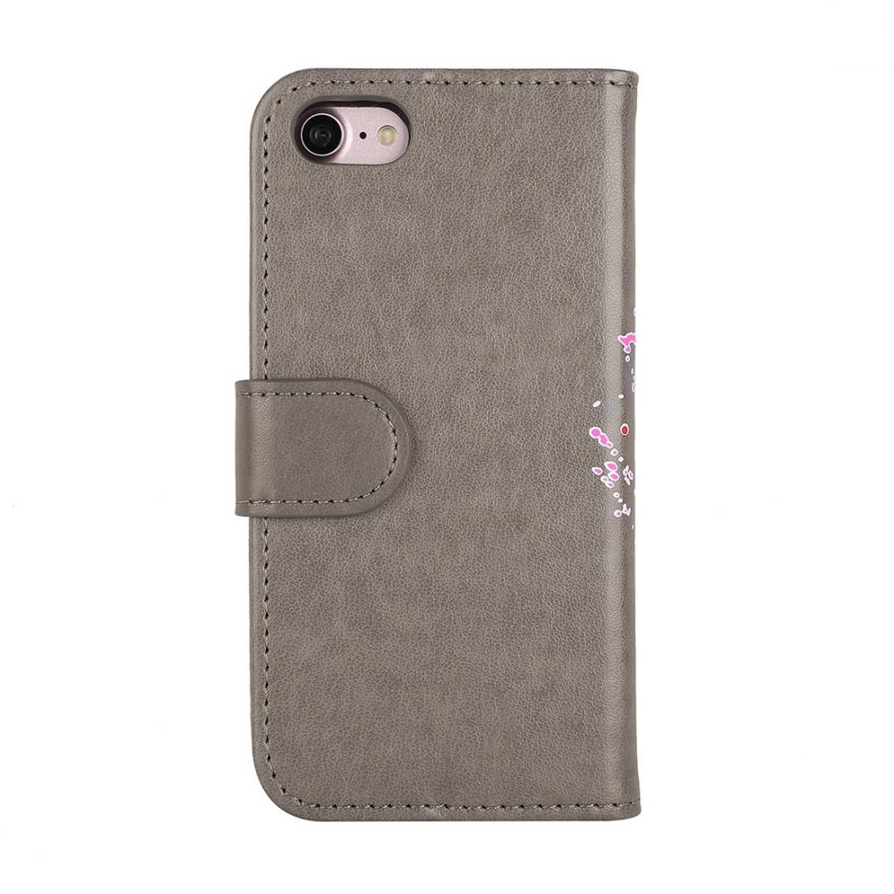 Plånboksfodral för iPhone 7/8 - Grå med rosa flamingo