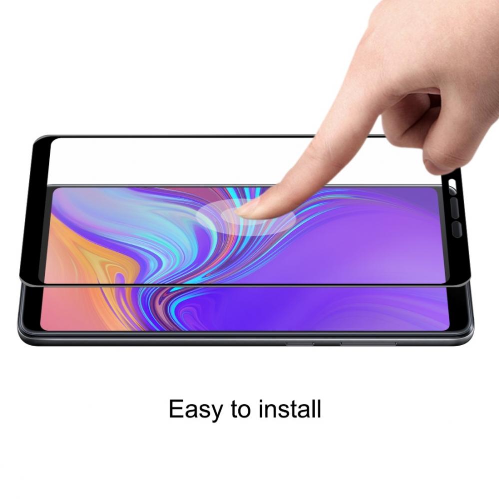  Skrmskydd med Svart ram fr Galaxy A9/A9s (2018) av hrdat glas