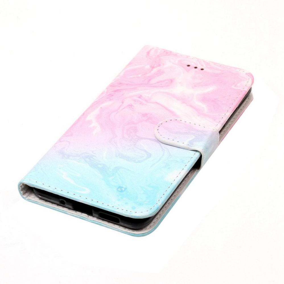 Plånboksfodral för Huawei P10 Lite - Marmormönster rosa & blå