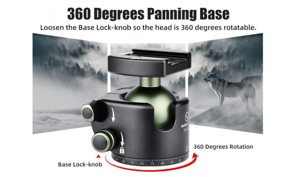 Sunwayfoto TH-55G Kulled lågprofil med hög belastning