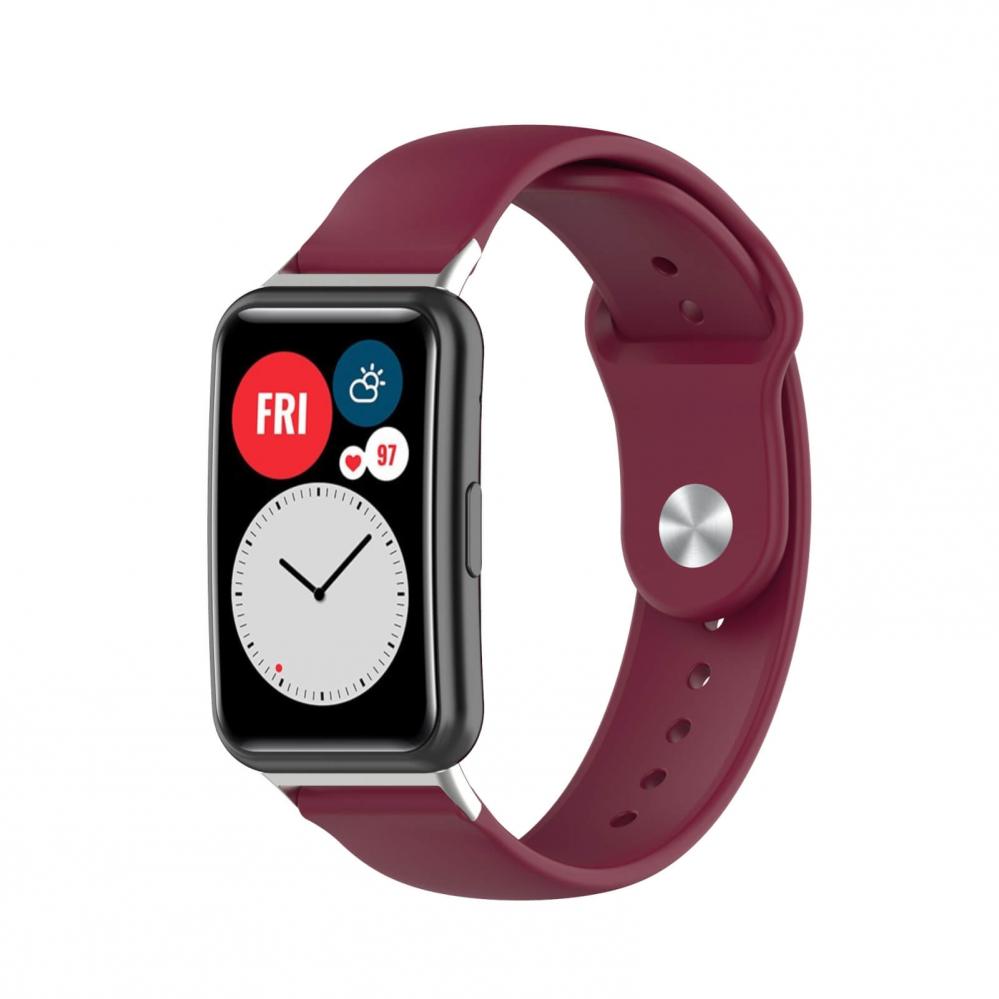 Silikonarmband Vinröd för 18mm Watch/Huawei Watch Fit med stiftspänne