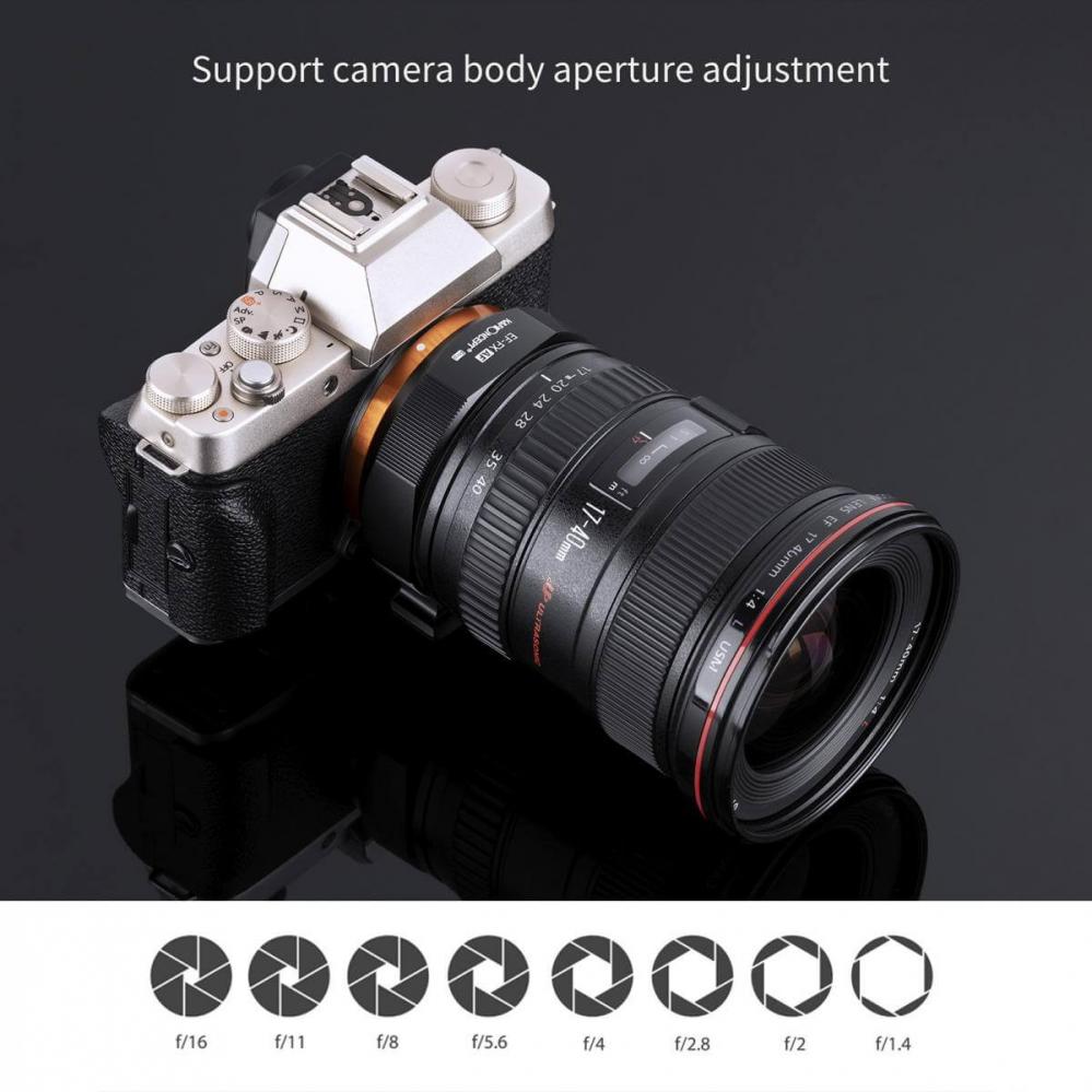  K&F Concept Objektivadapter elektronisk till Canon EF fr Fujifilm X Kamerahus