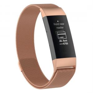  Armband för Fitbit Charge 3/ Charge 4 kedja Magnetiskt lås 100-180mm - Roséguld