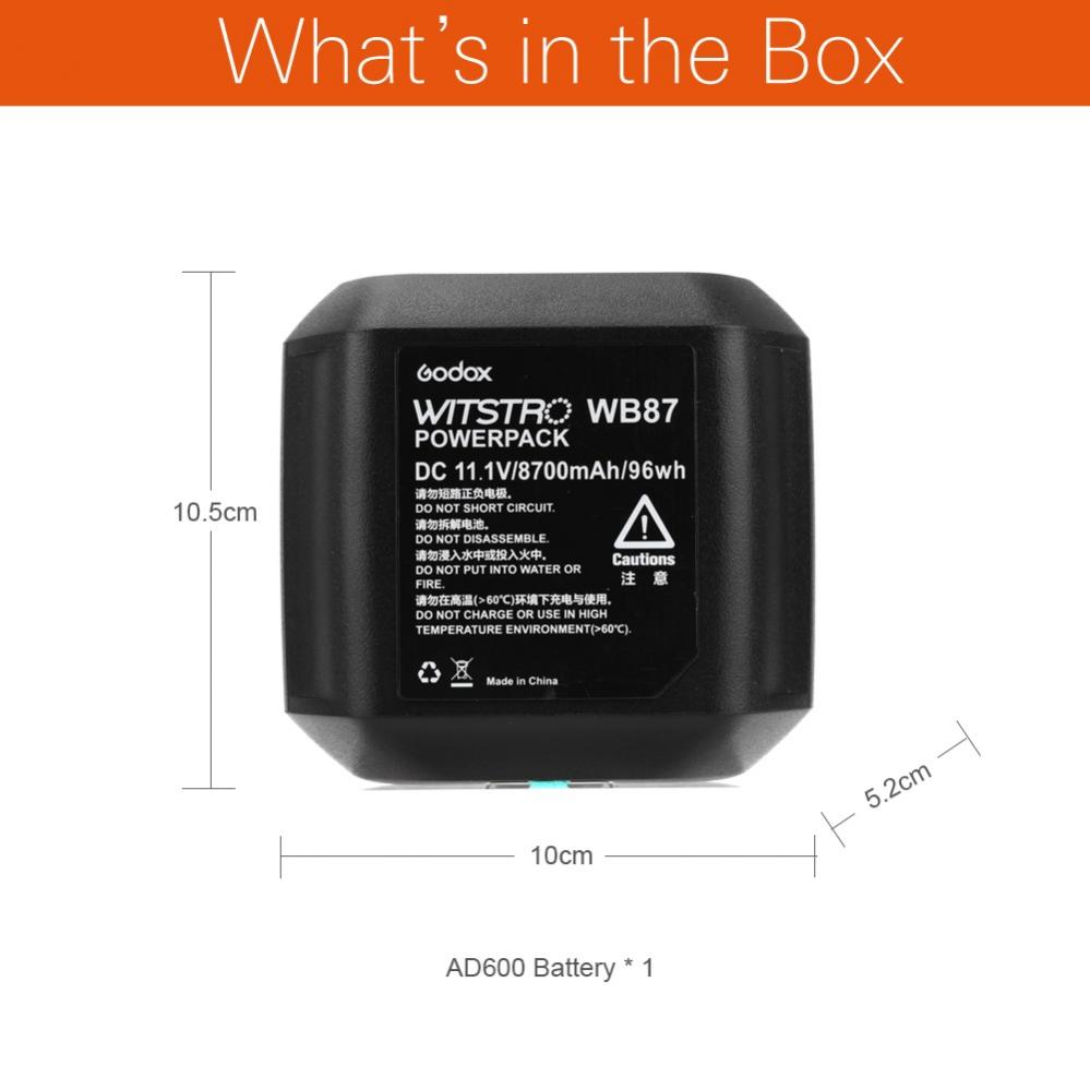  Godox WB87 Batteripaket 11.1V 8700mAh för AD600/ AD600B/ AD600BM/ AD600M