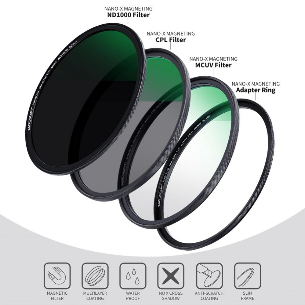 K&F Concept Magnetisk Filter-Kit ND1000 CPL UV & filterväska