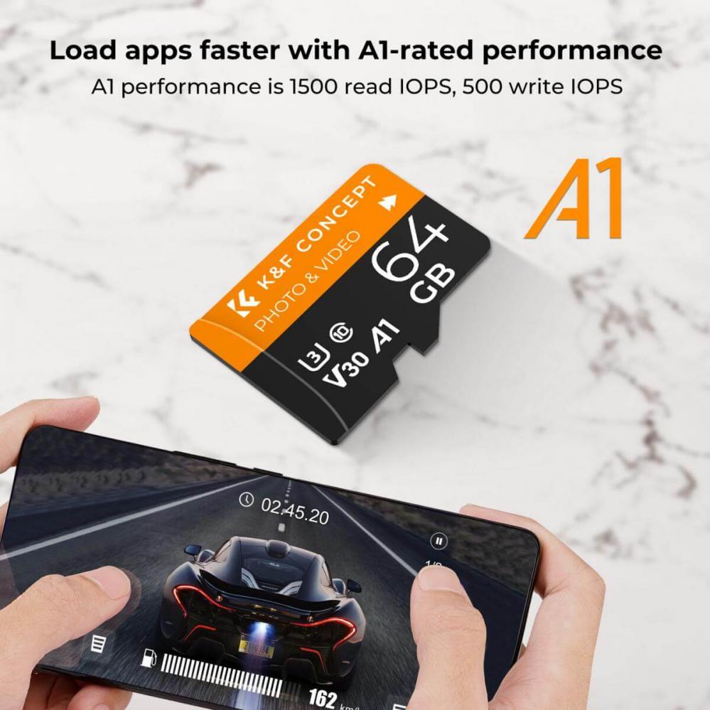  K&F Concept Minneskort 64GB Micro SD-kort U3/V30/A1 95MB/s