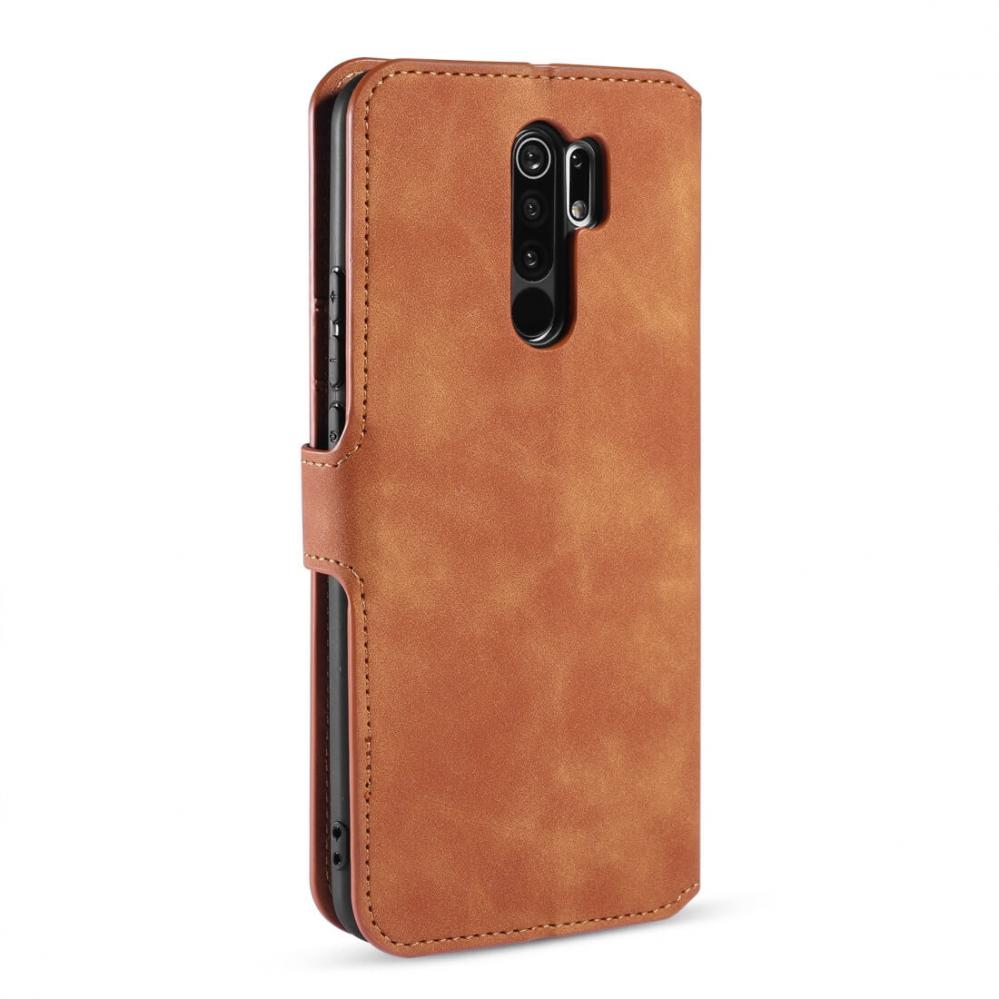  DG.MING Plnboksfodral fr Xiaomi Redmi 9 Brun