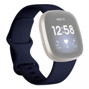  Silikonarmband Midnattsblå för Fitbit Versa 3/ Sense 115-160mm