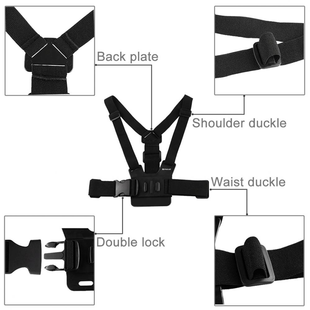 Puluz Justerbar bröstsele för GoPro HERO9 Black /8 /7 /6 /5 /4 /3+ /3 /2 /1