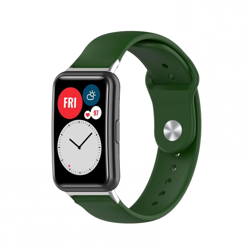 Silikonarmband Armegrön för 18mm Watch/Huawei Watch Fit med stiftspänne