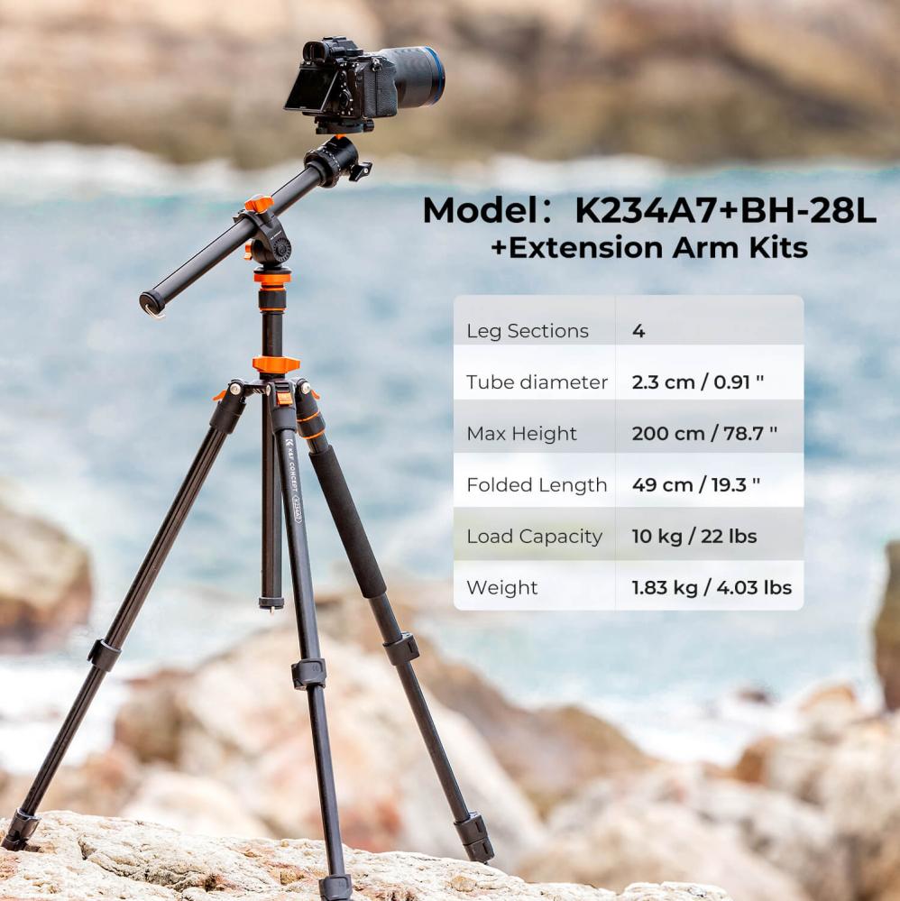  K&F Concept Kamerastativ med kulled & mittpelare 200cm 10kg