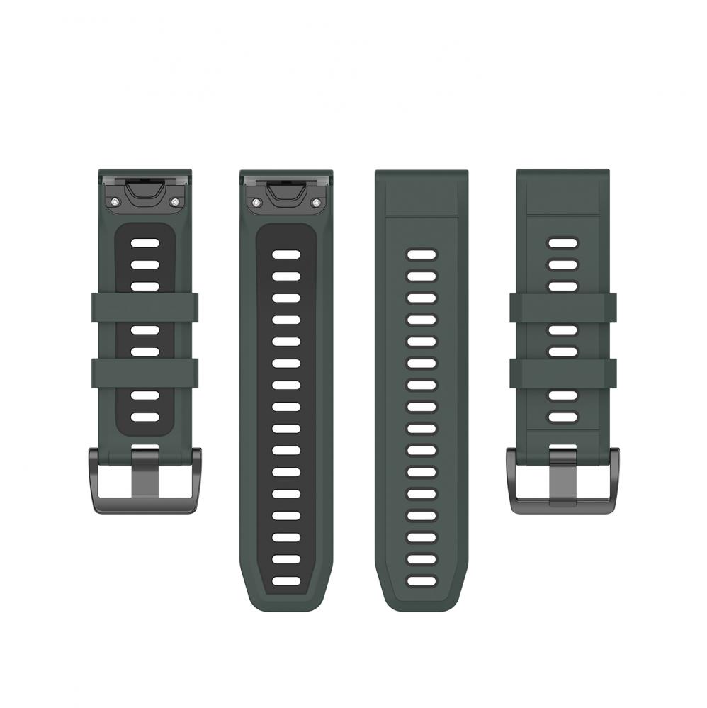 Tvåfärgat silikonarmband 22mm grön/svart för Garmin Fenix 5/5Pro/6/6Pro/7
