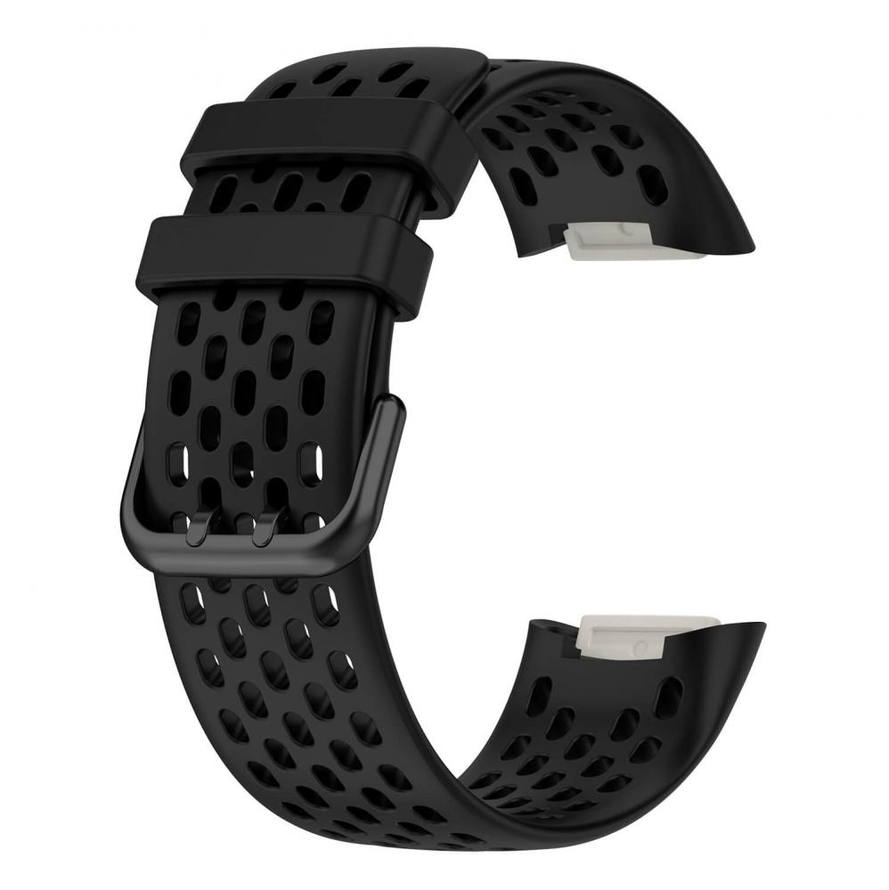  Armband fr Fitbit Charge 3/3SE/4 - Svart silikon 115-180mm
